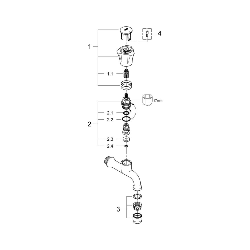 Grohe Costa Auslaufventil DN 15 Wandmontage, Chrom, 30098001... GROHE-30098001 4005176843266 (Abb. 5)