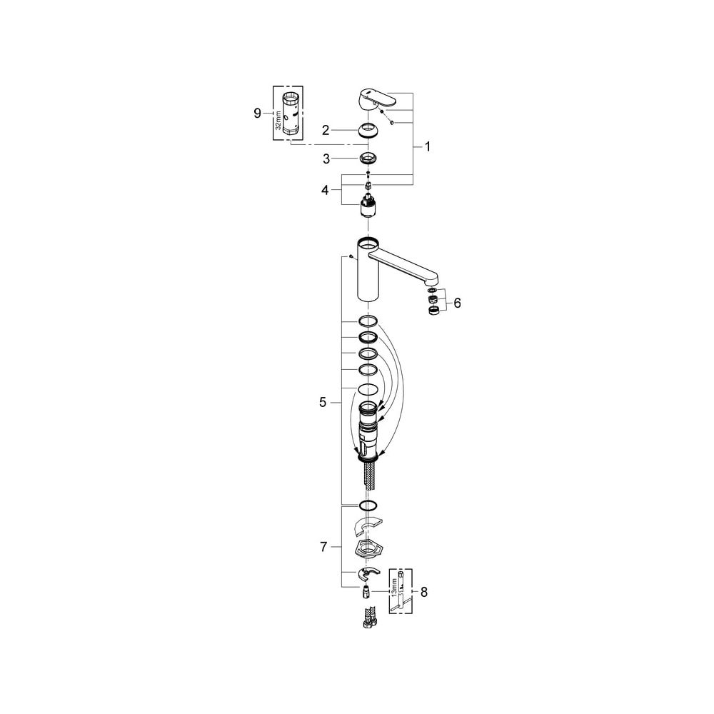 Grohe Eurosmart Einhand-Spültischbatterie Cosmopolitan, 1-Loch-Montage, mittelhoher Aus... GROHE-30193000 4005176919459 (Abb. 7)