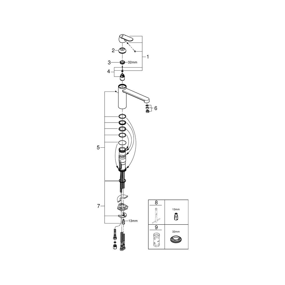 Grohe Eurosmart Einhand-Spültischbatterie Cosmopolitan, 1-Loch-Montage, mittelhoher Aus... GROHE-30194000 4005176919466 (Abb. 6)