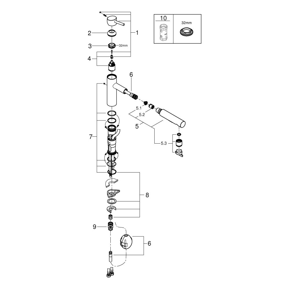 Grohe Concetto Einhand-Spültischbatterie, 1-Loch-Montage, mittelhoher Auslauf, ausziehb... GROHE-30273DC1 4005176314971 (Abb. 7)