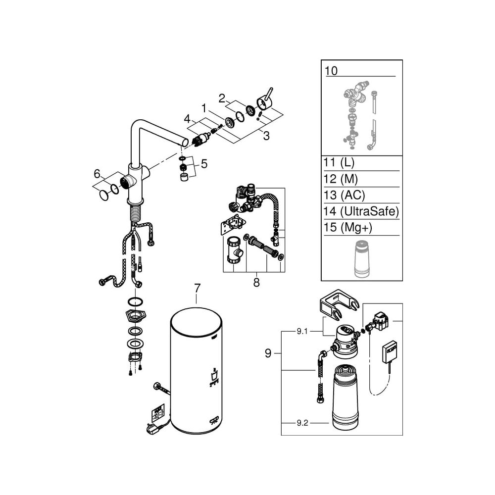 Grohe Red Duo Küchenarmatur, 1-Loch-Montage, Boiler L-Size, L-Auslauf, Supersteel, 303... GROHE-30325DC1 4005176413971 (Abb. 17)