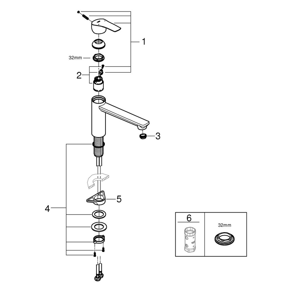 Grohe Eurosmart Spültischbatterie Einlochmontage Einhand, schwenkbarer Gussauslauf, Ma... GROHE-304632430 4067393015154 (Abb. 4)