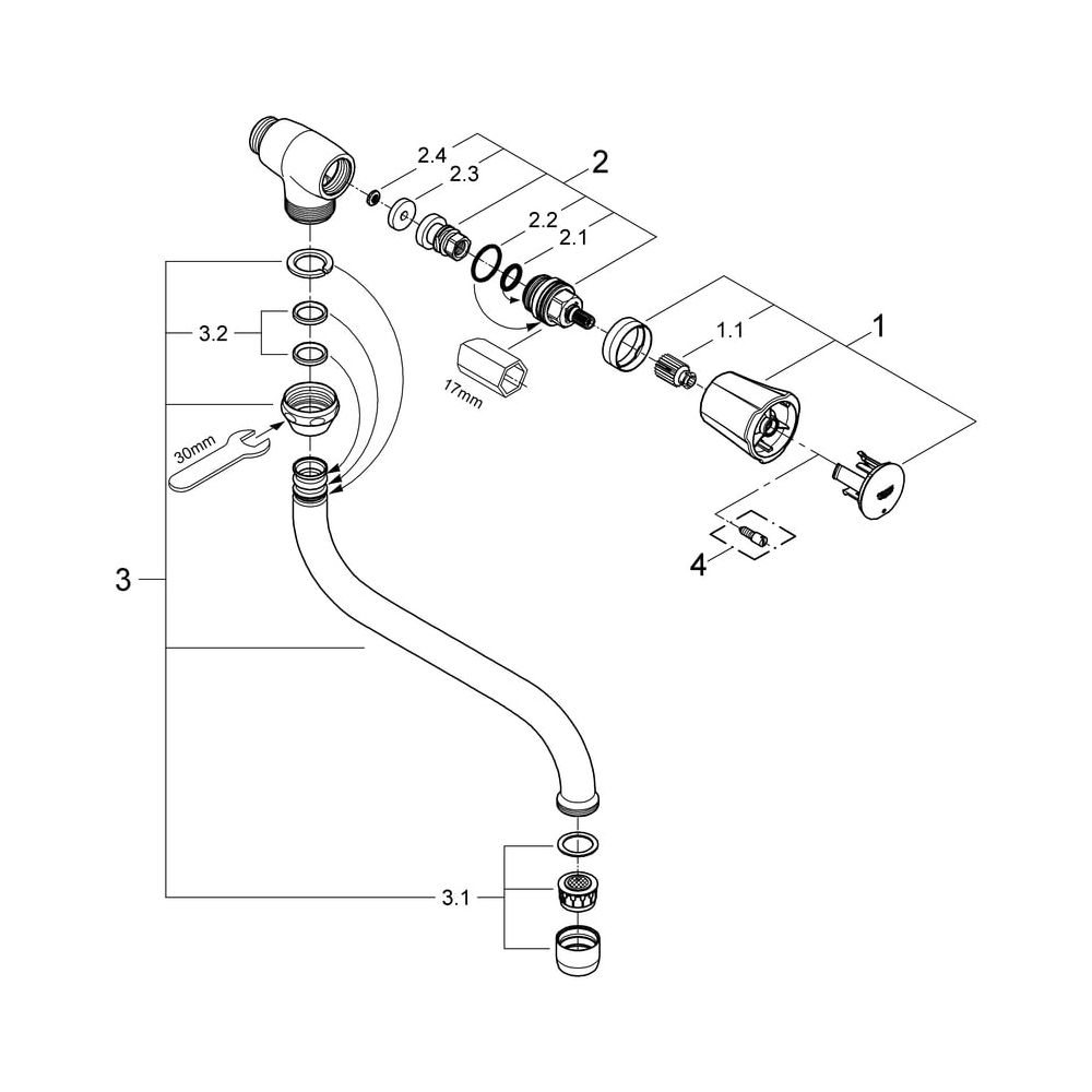 Grohe Costa Auslaufventil DN 15 Wandmontage schwenkbarem Rohrauslauf, Chrom, 30484001... GROHE-30484001 4005176843273 (Abb. 5)