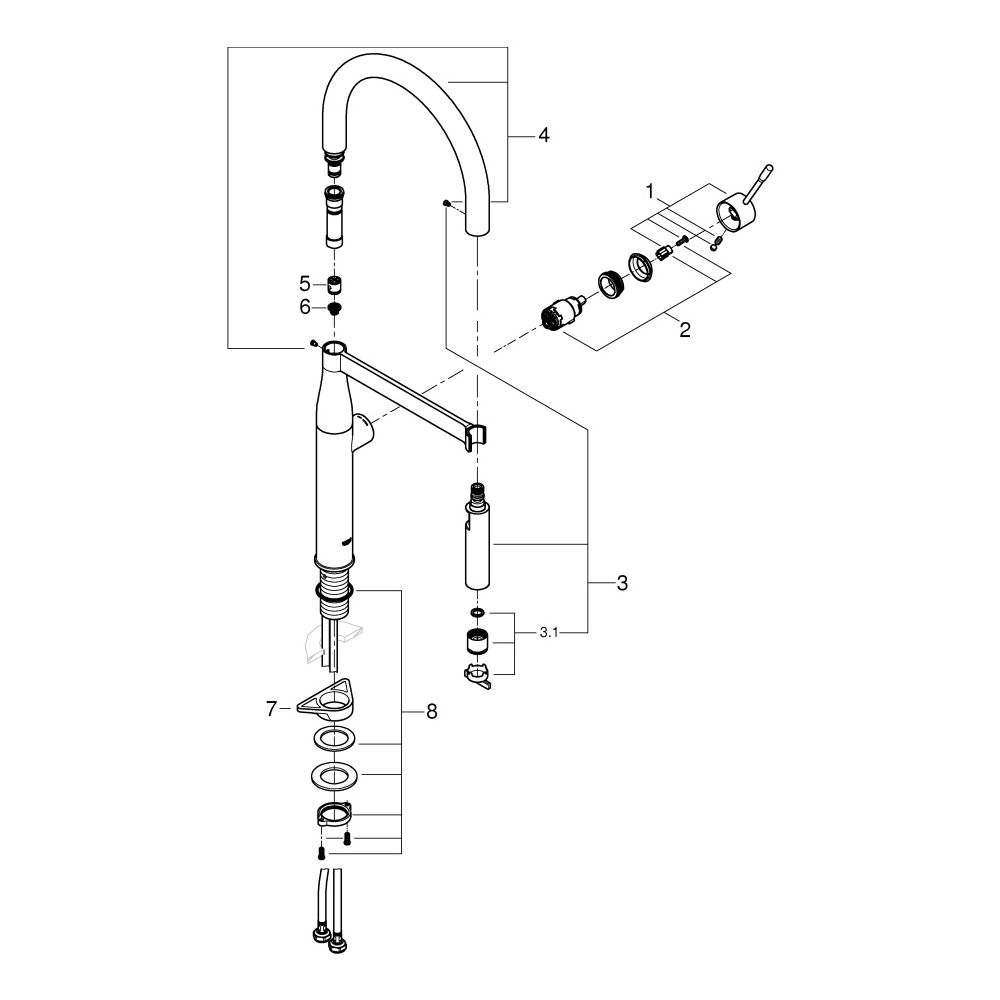 Grohe Essence Einhand-Spültischbatterie, 1-Loch-Montage, ausziehbare Profibrause, Chrom... GROHE-30503000 4005176695698 (Abb. 8)
