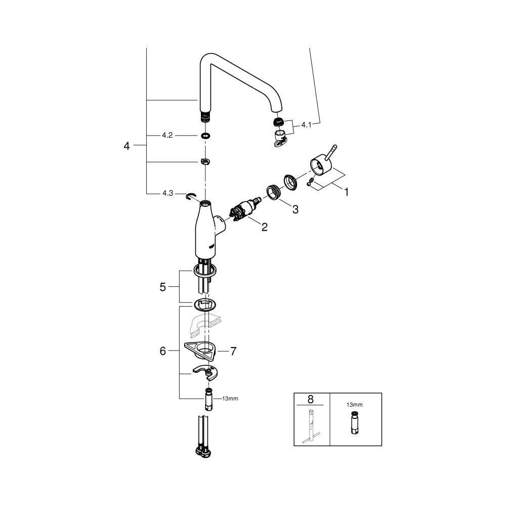 Grohe Essence 1-Loch-Einhand-Spültischbatterie hoher Auslauf, Chrom, 30505000... GROHE-30505000 4005176695711 (Abb. 9)