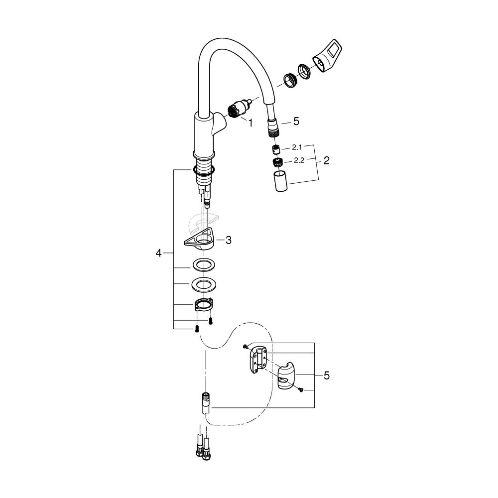 Grohe BauLoop 1-Loch-Einhand-Spültischbatterie, hoher Auslauf, ausziehbare Laminarbrau... GROHE-30543000 4005176741159 (Abb. 10)