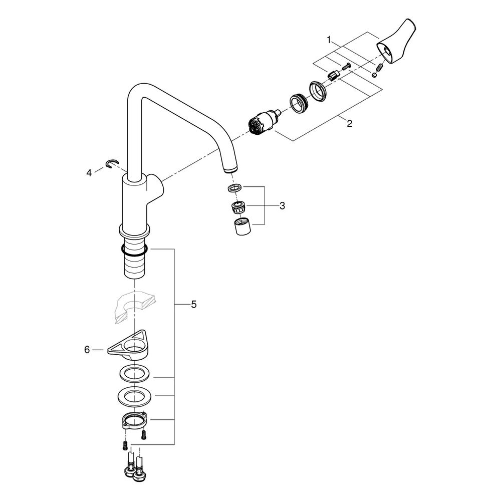 Grohe Eurosmart 1-Loch-Einhand-Spültischbatterie, hoher Auslauf, 28mm Keramikkartusche... GROHE-30567000 4005176635694 (Abb. 10)