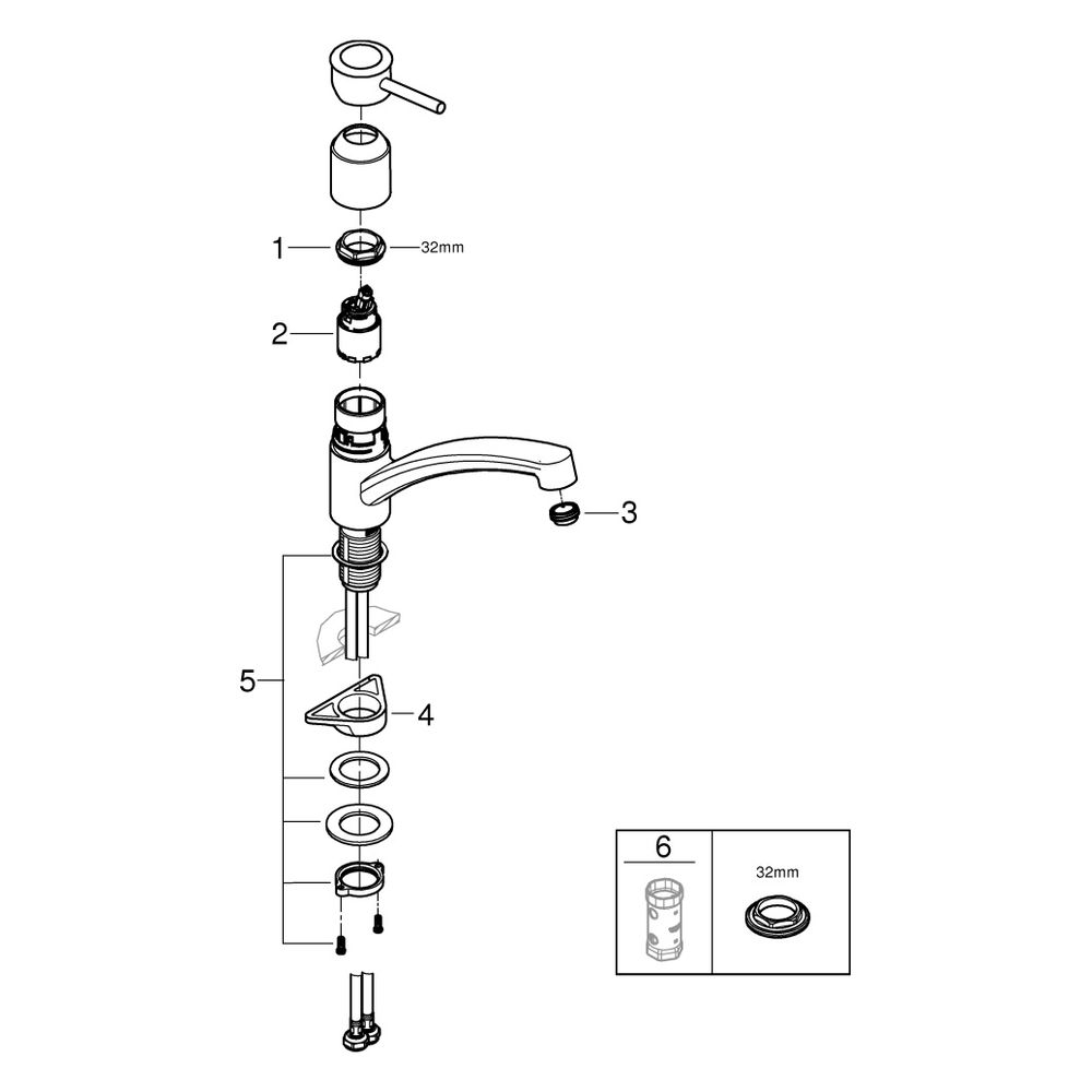 Grohe BauClassic 1-Loch-Einhand-Spültischbatterie flacher Auslauf, schwenkbarer Rohraus... GROHE-30575000 4005176741425 (Abb. 4)