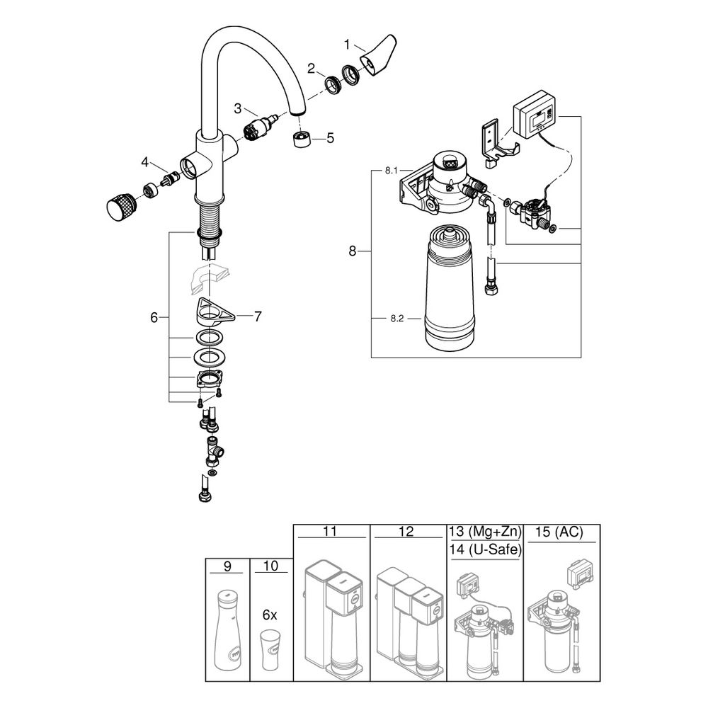 Grohe Blue Pure BauCurve Starterset, C-Auslauf, Filterkopf, Durchflussmesser, S-Size Fi... GROHE-30581000 4005176744907 (Abb. 5)