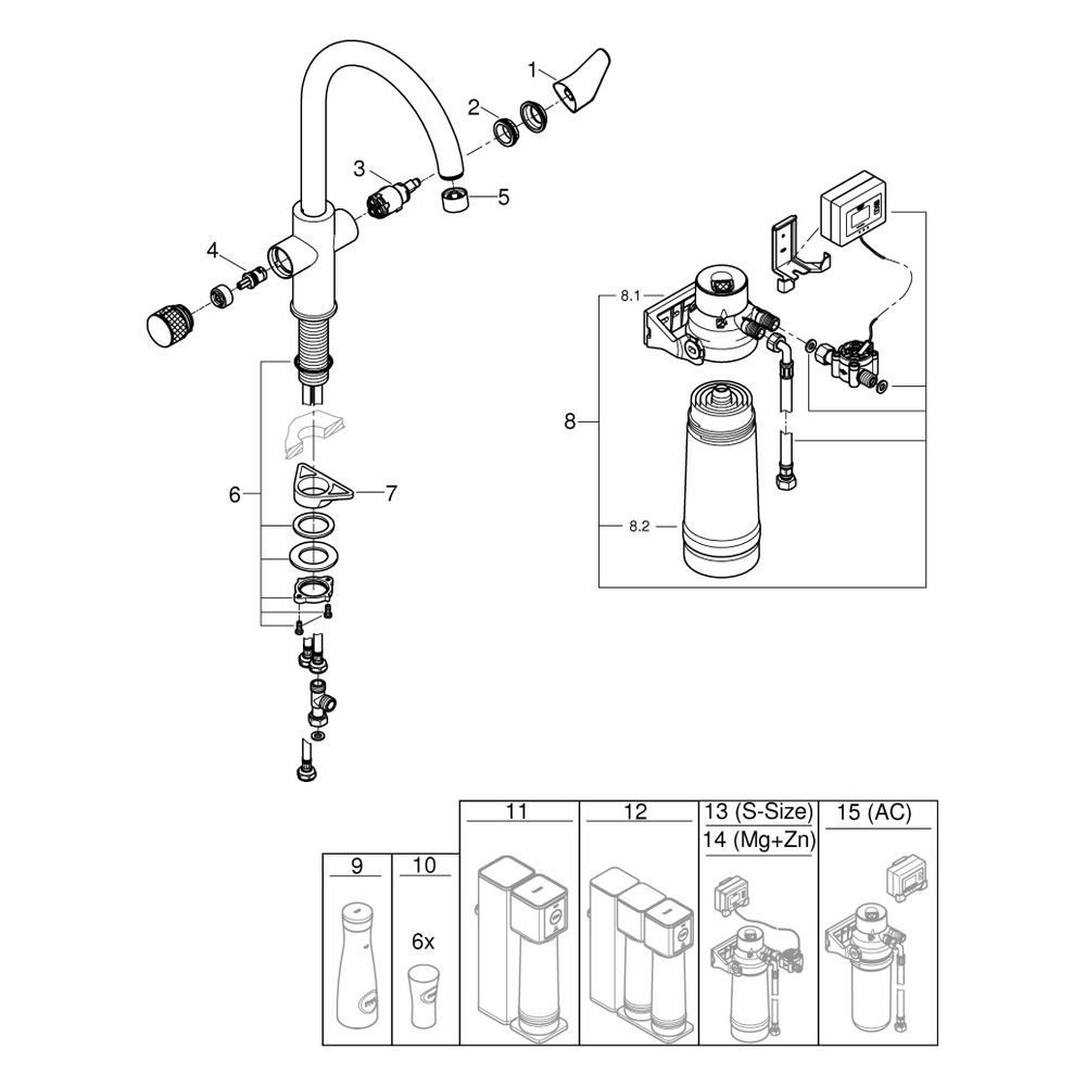 Grohe Blue Pure BauCurve Starterset, C-Auslauf, Filterkopf, Durchflussmesser, Ultrasafe... GROHE-30582000 4005176744914 (Abb. 6)