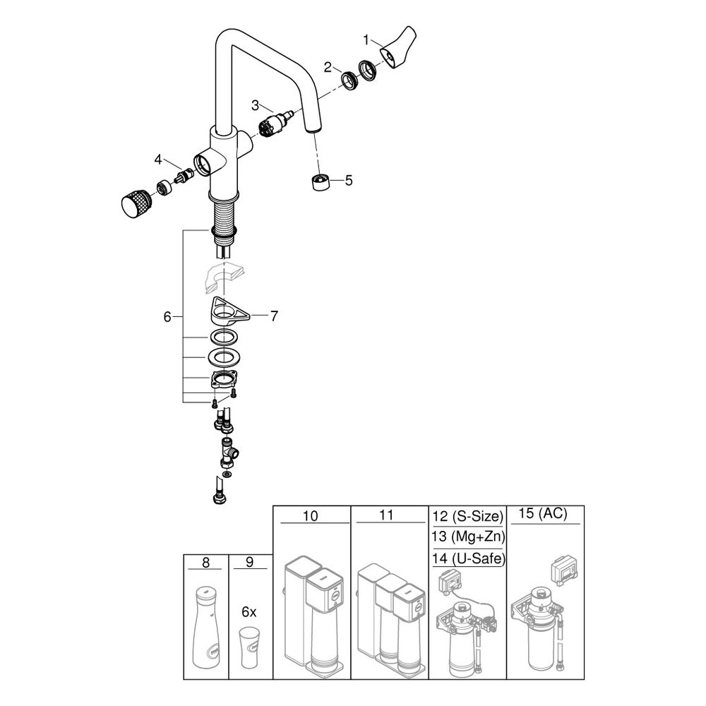Grohe Eurosmart Spültischbatterie Grohe Blue Pure U-Auslauf, Supersteel, 30583DC0... GROHE-30583DC0 4005176744938 (Abb. 7)