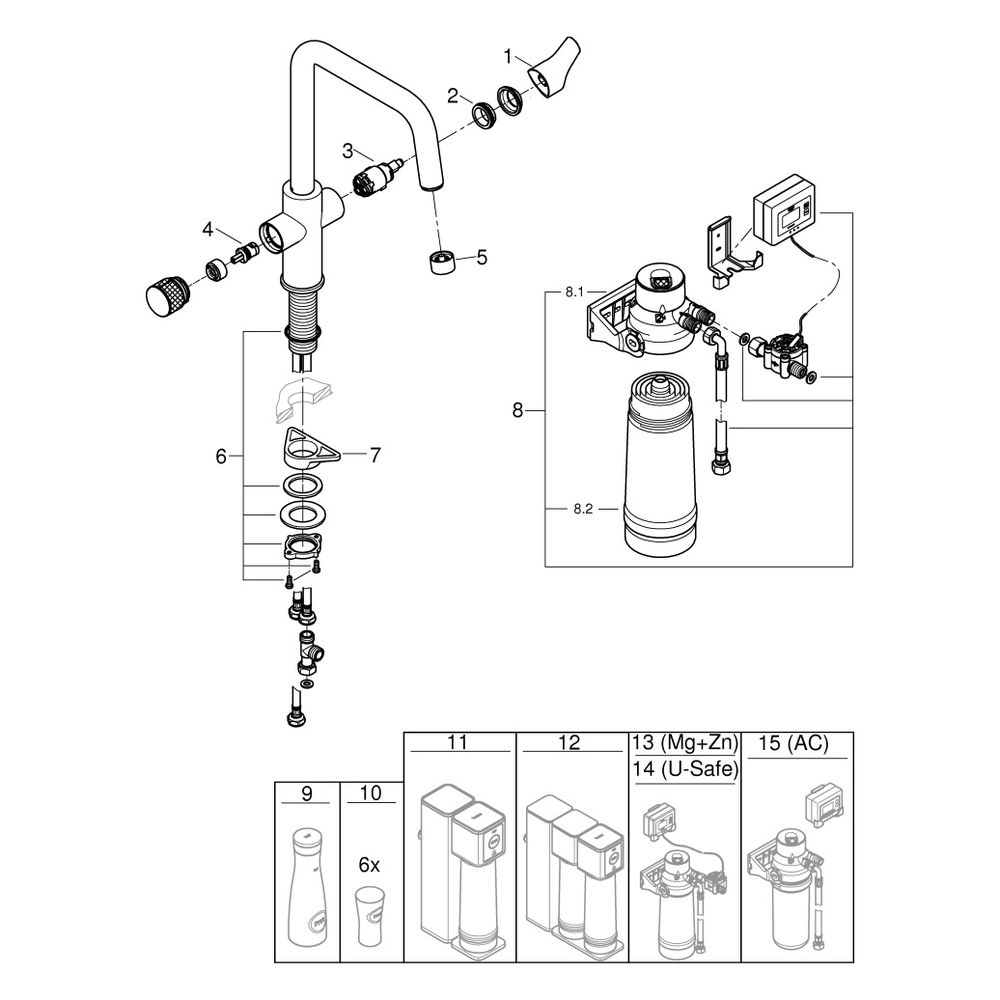 Grohe Blue Pure Eurosmart Starterset, U-Auslauf, Filterkopf, Durchflussmesser, S-Size F... GROHE-30584000 4005176744945 (Abb. 5)