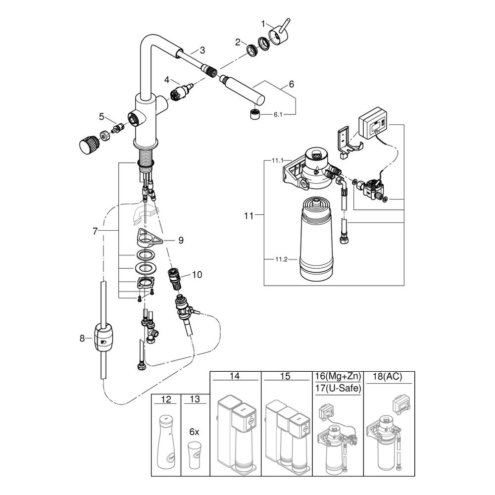 Grohe Blue Pure Minta Starterset, L-Auslauf, herausziehbarer Mousseurauslauf, Filterkop... GROHE-30591000 4005176745034 (Abb. 8)