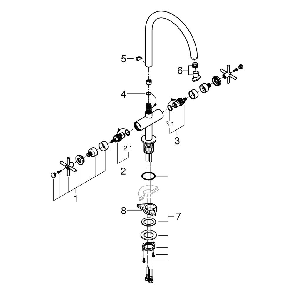 Grohe Atrio Zweigriff-Spültischbatterie, 1-Loch-Montage, C-Auslauf, Hard Graphite gebür... GROHE-30609AL0 4005176760822 (Abb. 6)