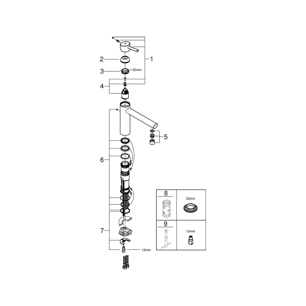 Grohe Concetto Einhand-Spültischbatterie, 1-Loch-Montage, mittelhoher Auslauf, Chrom, 3... GROHE-31128001 4005176886737 (Abb. 5)