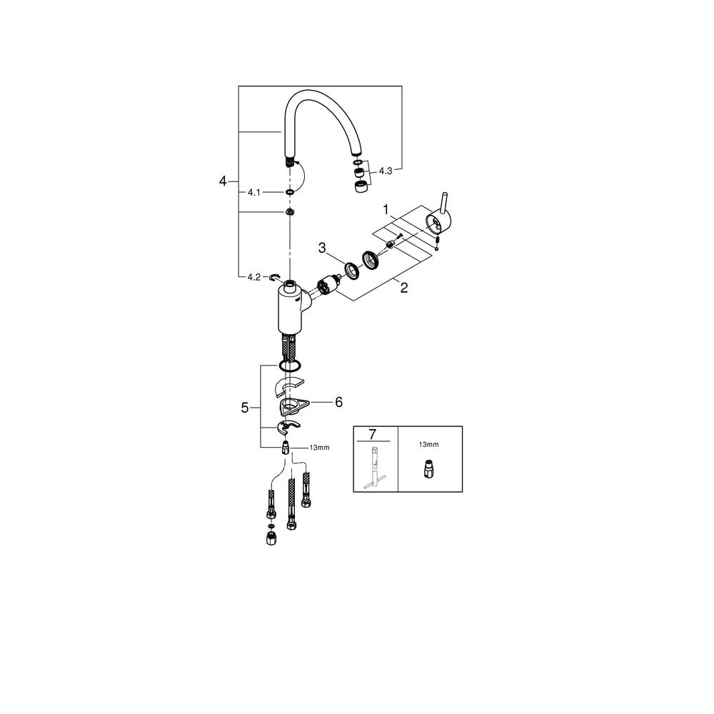 Grohe Concetto Einhand-Spültischbatterie, 1-Loch-Montage, Niederdruck, schwenkbarer Roh... GROHE-31132001 4005176887413 (Abb. 8)