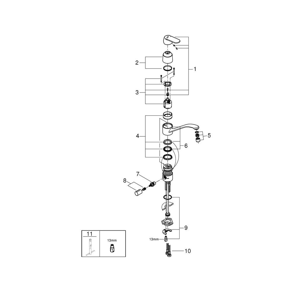 Grohe Eurosmart Einhand-Spültischbatterie Cosmopolitan, 1-Loch-Montage, integrierte Vor... GROHE-31161000 4005176889158 (Abb. 5)
