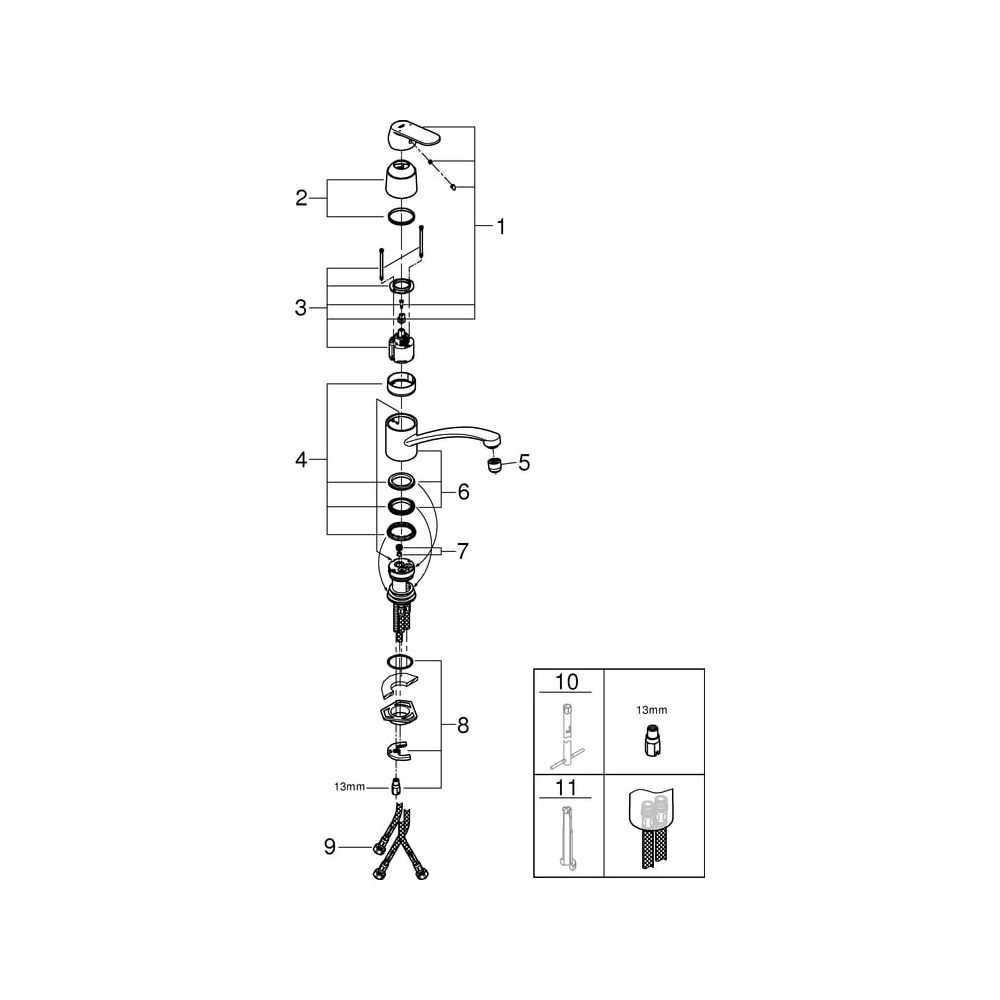 Grohe Eurosmart Einhand-Spültischbatterie Cosmopolitan, 1-Loch-Montage, Niederdruck, Ch... GROHE-31179000 4005176889172 (Abb. 7)