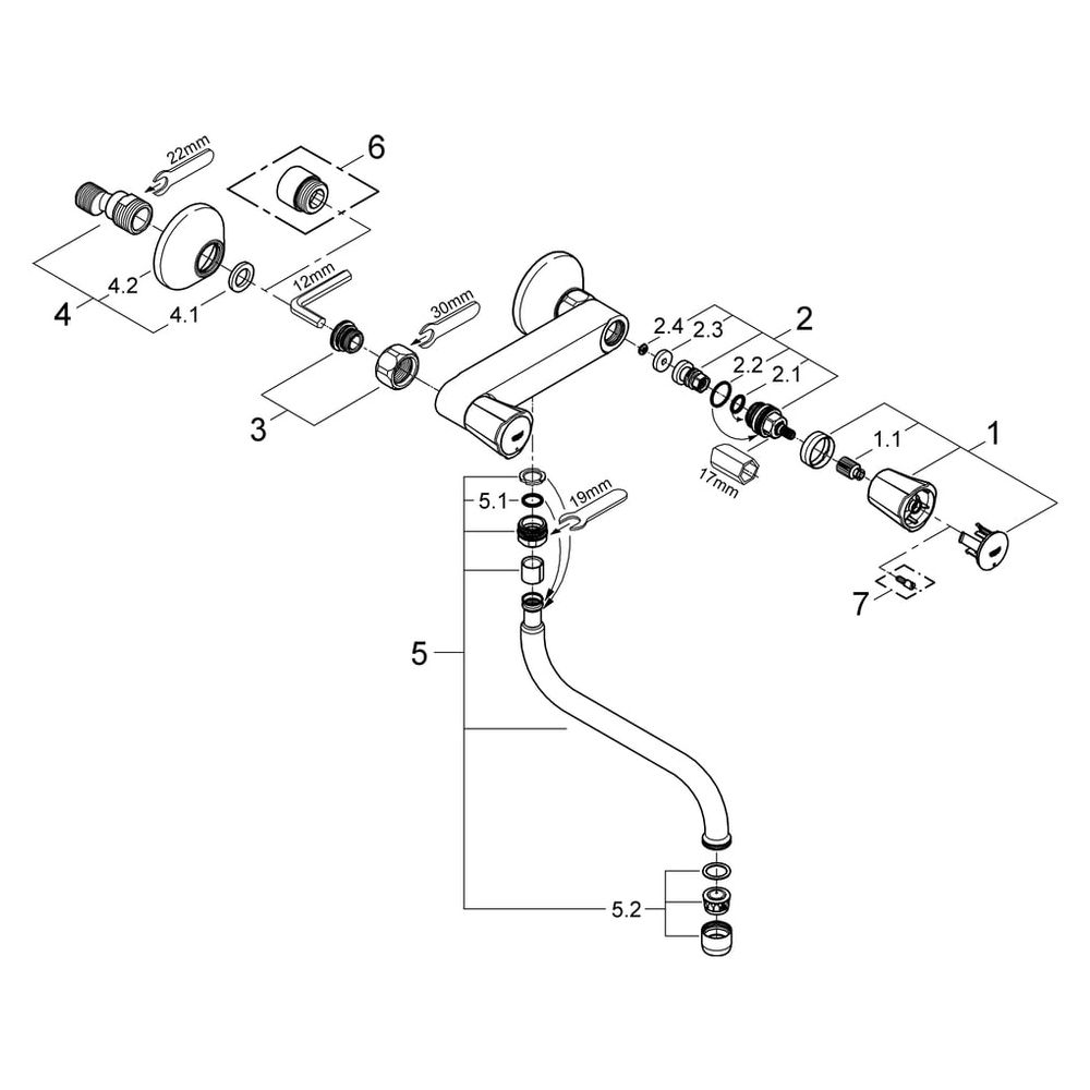 Grohe Costa Spültisch-Wandbatterie, schwenkbarer Rohrauslauf, Ausladung 200mm, Chrom, 3... GROHE-31187001 4005176843327 (Abb. 5)