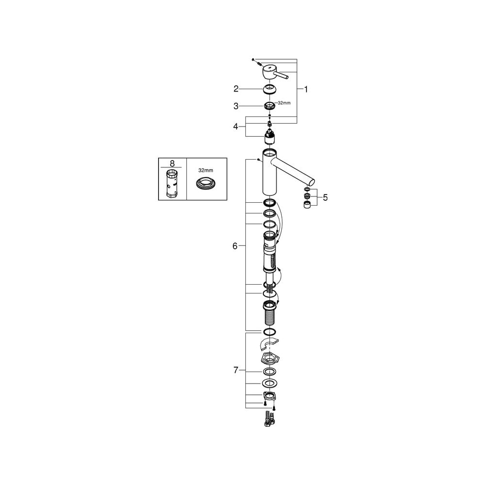 Grohe Concetto Einhand-Spültischbatterie, 1-Loch-Montage, mittelhoher Auslauf, für Vor-... GROHE-31210001 4005176891052 (Abb. 6)