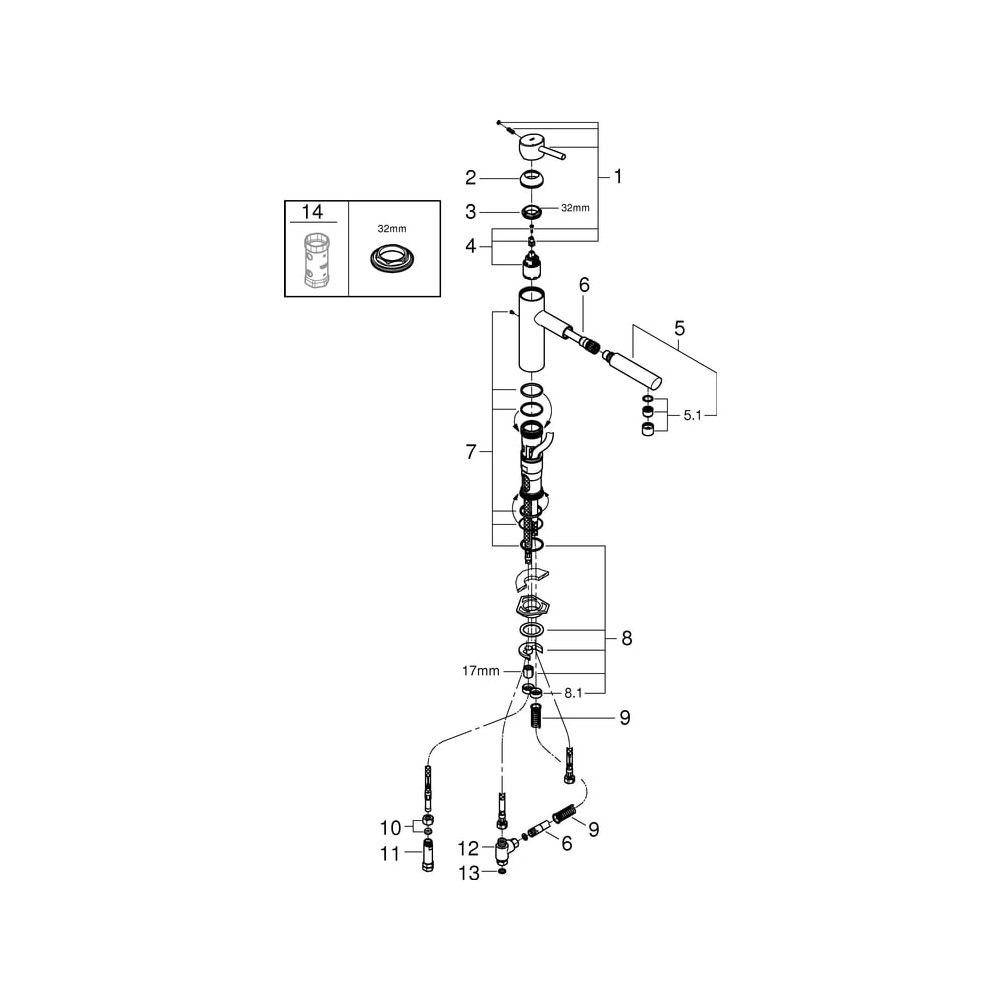 Grohe Concetto Einhand-Spültischbatterie, 1-Loch-Montage, Niederdruck, ausziehbarer Mou... GROHE-31214001 4005176891090 (Abb. 7)