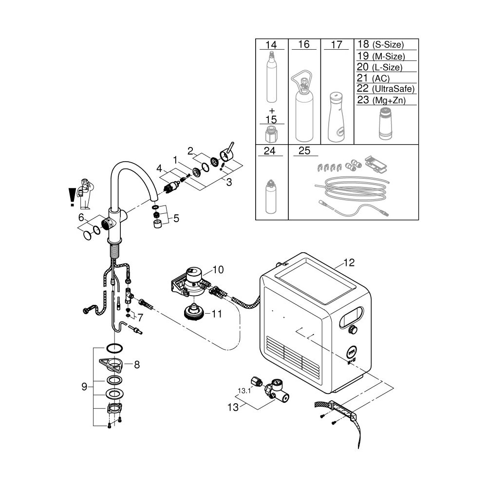 Grohe C-Auslauf Set Grohe Blue mit Blue Einhand-Spültischbatterie, Chrom, 31323002... GROHE-31323002 4005176989933 (Abb. 8)
