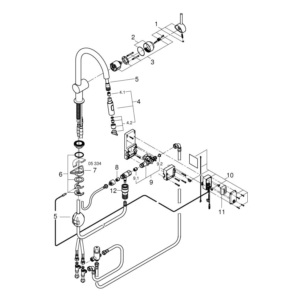 Grohe Minta Touch Elektronische 1-Loch-Einhand-Spültischbatterie, C-Auslauf, Supersteel... GROHE-31358DC2 4005176465017 (Abb. 8)