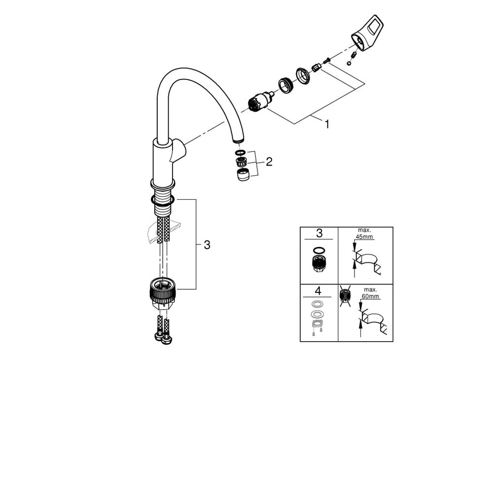 Grohe BauLoop 1-Loch-Einhand-Spültischbatterie, hoher Auslauf, Chrom, 31368001... GROHE-31368001 4005176478529 (Abb. 10)