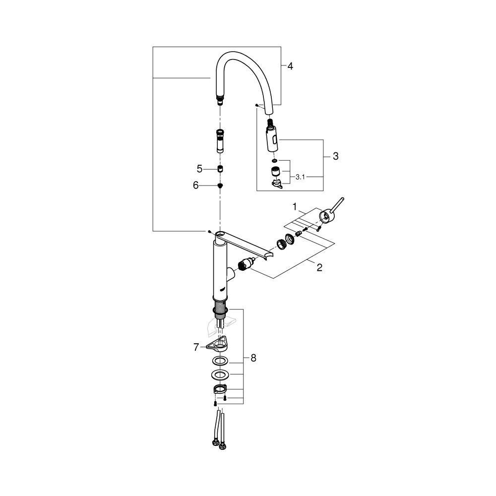 Grohe Concetto Einhand-Spültischbatterie, 1-Loch-Montage, ausziehbare SpeedClean Profi... GROHE-31491000 4005176343308 (Abb. 14)
