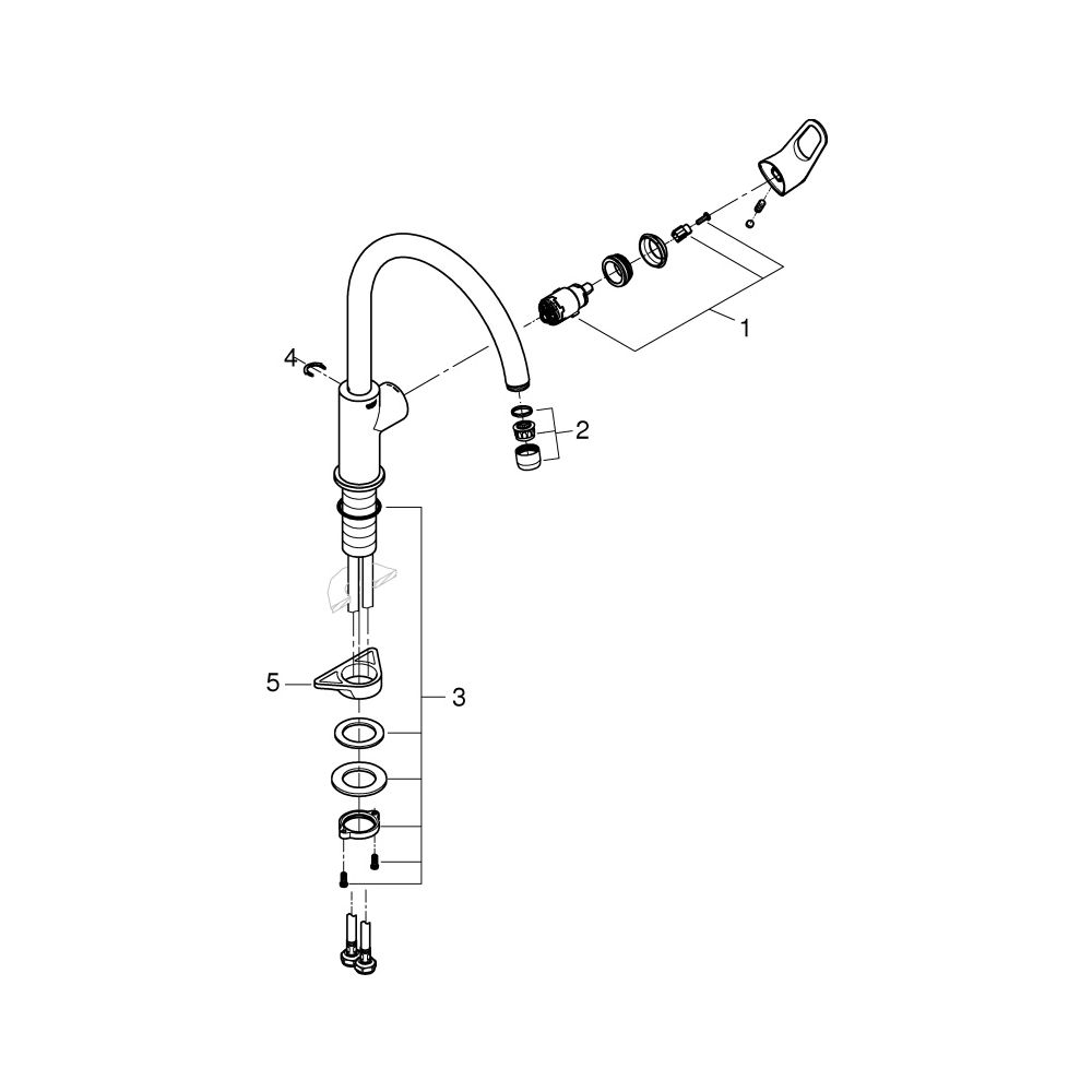 Grohe BauFlow 1-Loch-Einhand-Spültischbatterie, hoher Auslauf, Chrom, 31538001... GROHE-31538001 4005176478574 (Abb. 9)