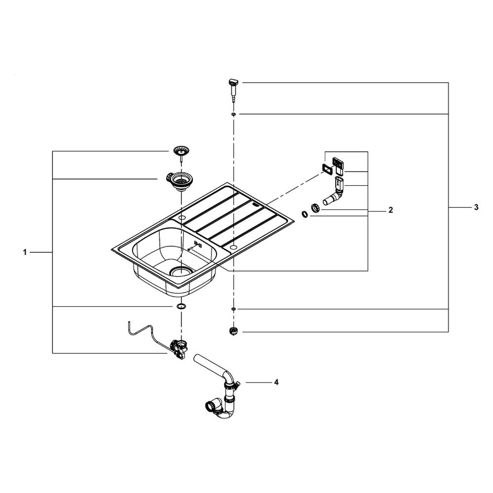 Grohe Edelstahlspüle K200 mit Abtropffläche, 860x500mm, 1 Becken 350x400x160mm, auflieg... GROHE-31552SD1 4005176623714 (Abb. 9)