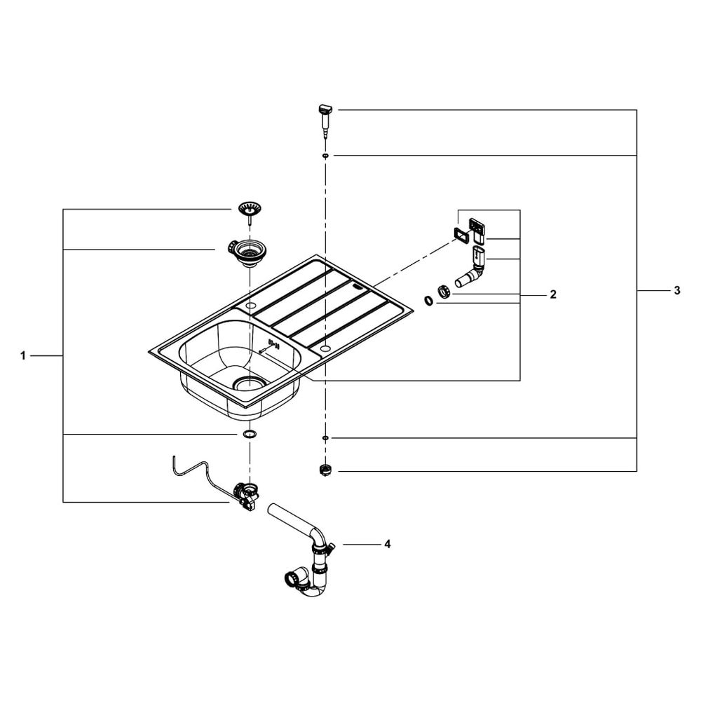 Grohe Bau Edge Küchenspülen-Set K200, Einzelbecken, Aufbau, 860x500mm, Edelstahl, 31562... GROHE-31562SD1 4005176623721 (Abb. 8)