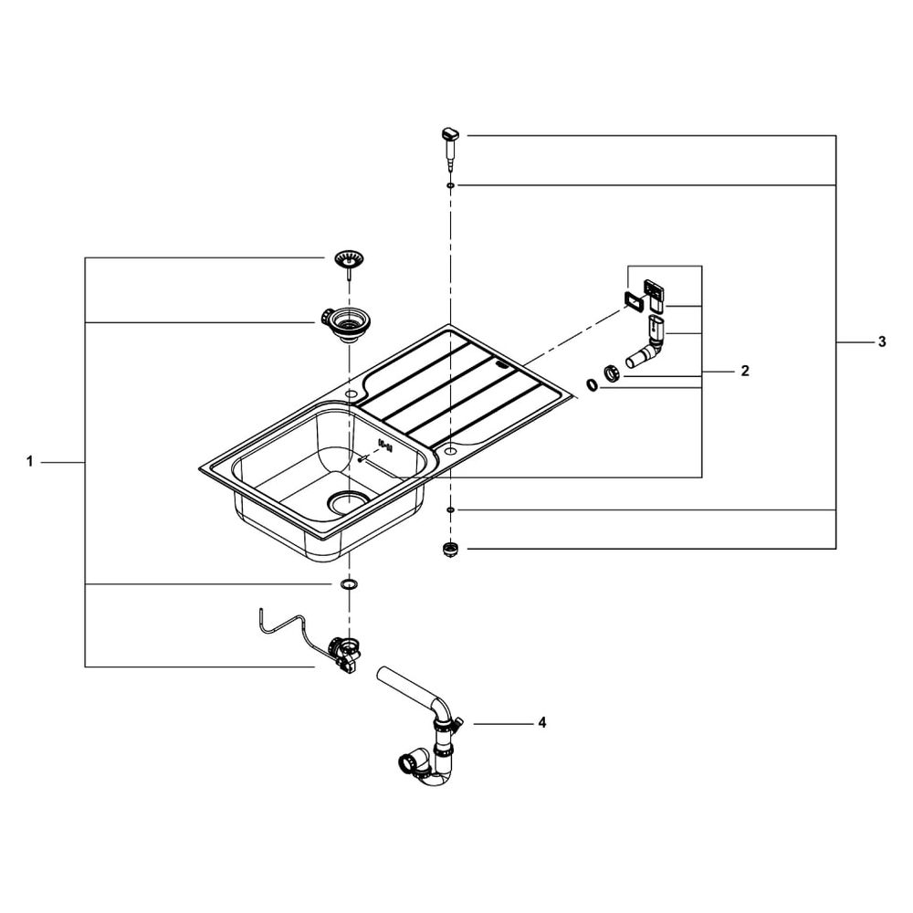 Grohe Edelstahlspüle K500 mit Abtropffläche, 1000x500mm, 1 Becken 450x400x180mm, aufli... GROHE-31563SD1 4005176623738 (Abb. 10)