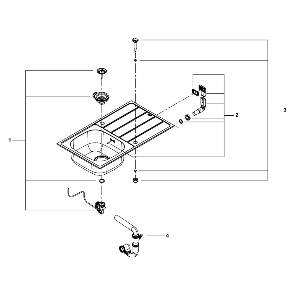 Grohe Eurosmart Küchenspülen-Set K200, Einzelbecken, aufliegend, 860x500mm, Chrom, 315... GROHE-31565SD1 4005176623752 (Abb. 14)