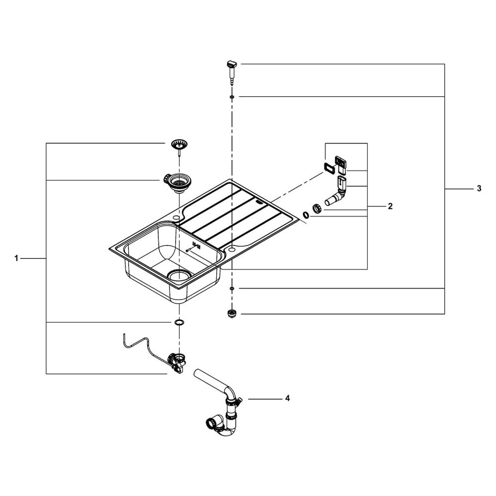 Grohe Edelstahlspüle K500 mit Abtropffläche, 860x500mm, 1 Becken 340x420x170mm, auflie... GROHE-31571SD1 4005176626029 (Abb. 10)
