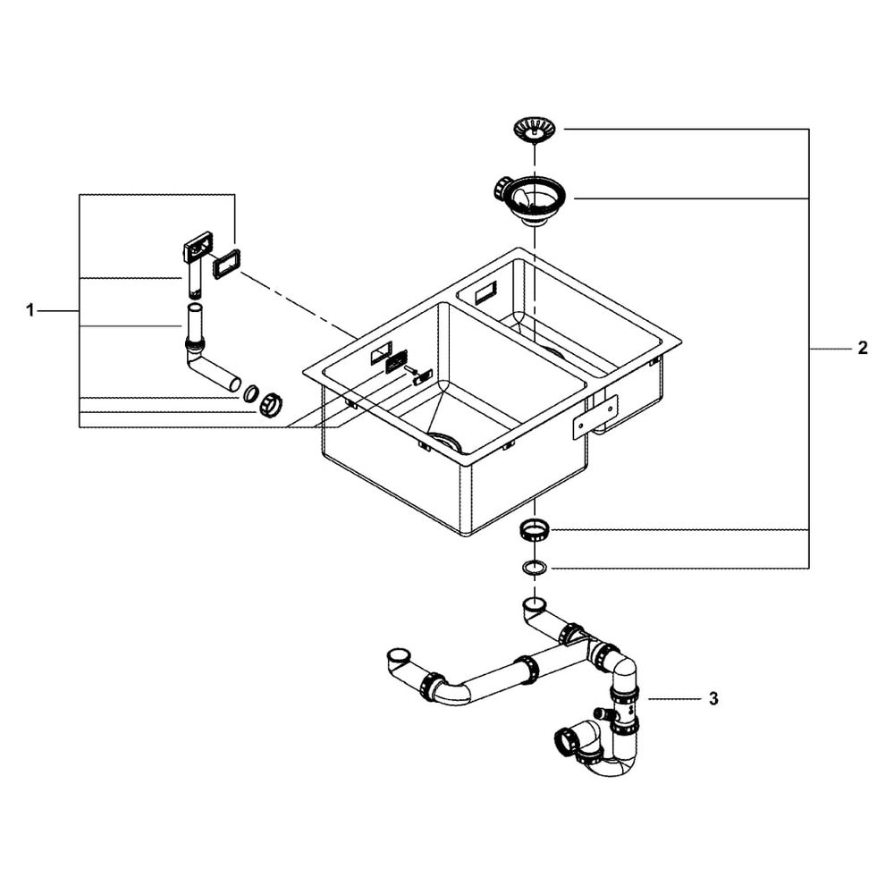 Grohe Edelstahlspüle K700 Unterbau, 595x450mm, 1 Becken 340x400x200mm, 0,5 Becken 180x4... GROHE-31577SD1 4005176607110 (Abb. 8)