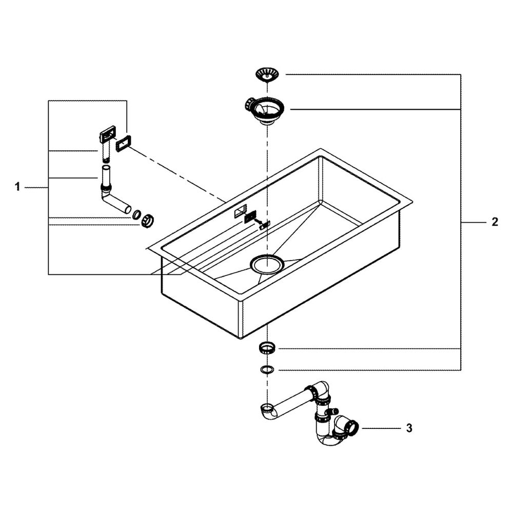 Grohe Edelstahlspüle K700, Unterbau, 864x464mm, 1 Becken 800x400x200mm, aufliegend oder... GROHE-31580SD1 4005176607134 (Abb. 8)