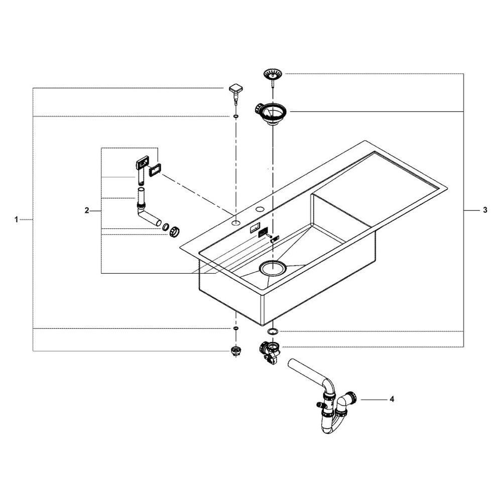 Grohe Edelstahlspüle K1000 mit Abtropffläche 1160x520mm, 1 Becken 710x400mm, links ein... GROHE-31581SD1 4005176607141 (Abb. 11)