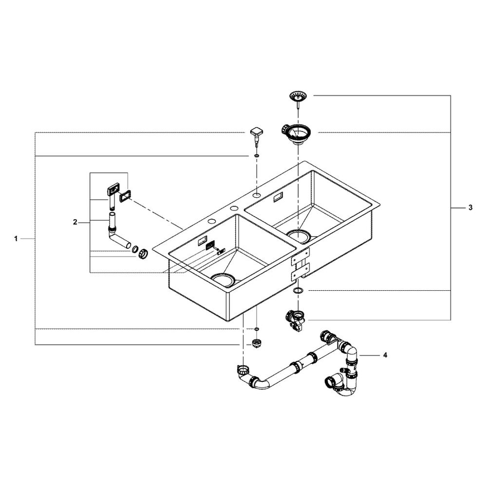 Grohe Edelstahlspüle K800, 1024x510mm, mit 2 Becken 462x400x200mm, aufliegend oder fläc... GROHE-31585SD1 4005176607189 (Abb. 8)