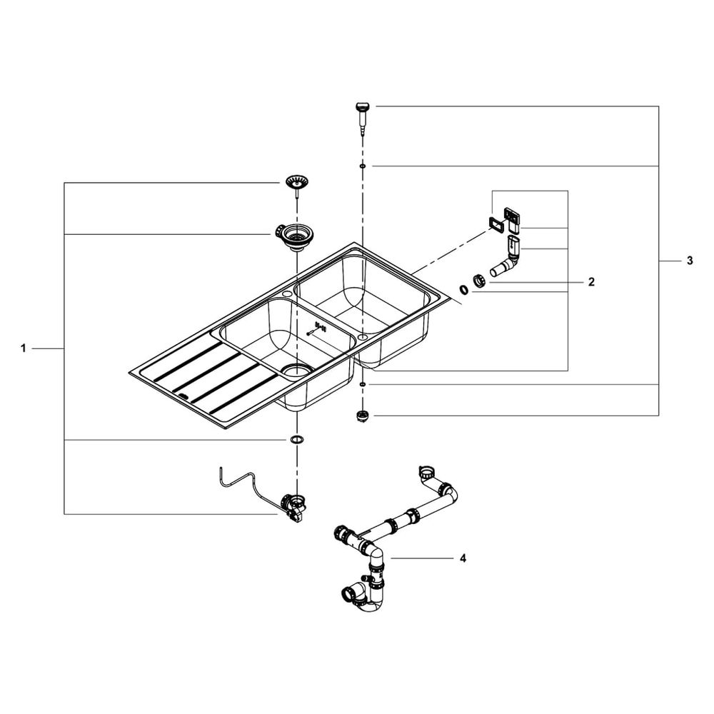 Grohe Edelstahlspüle K500 mit Abtropffläche, 1160x500mm, 2 Becken 340x420x190mm, auflie... GROHE-31588SD1 4005176626043 (Abb. 9)