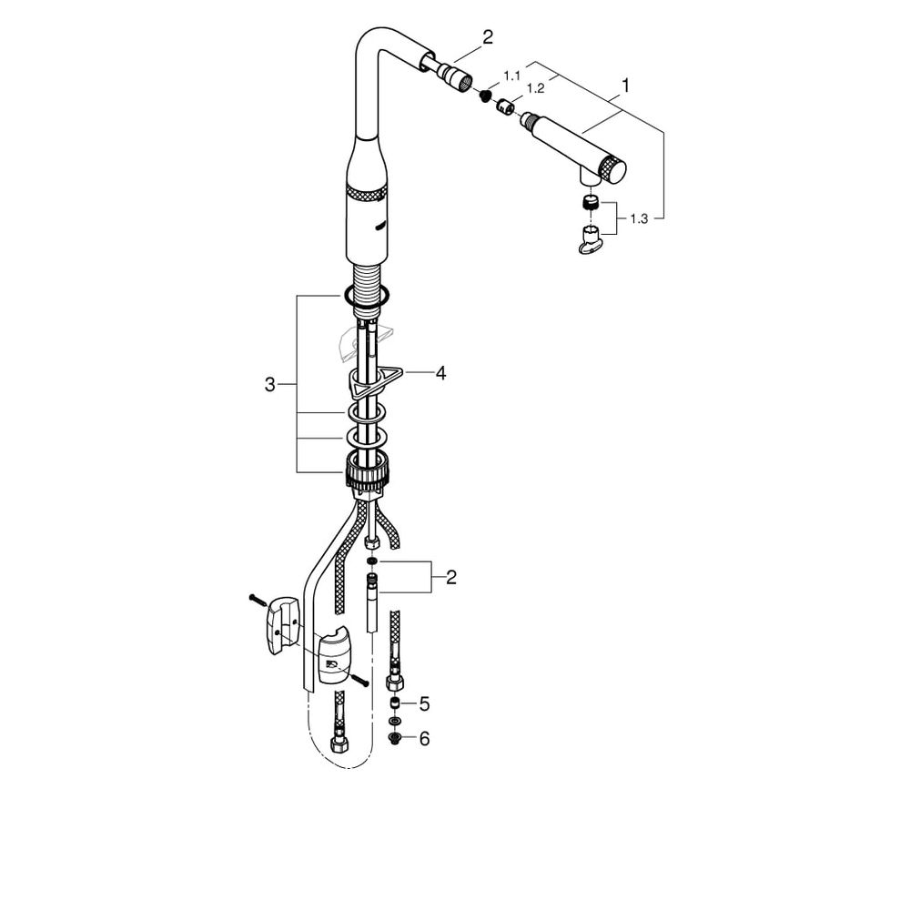 Grohe Essence SmartControl Spültischbatterie, L-Auslauf, ausziehbare Spülbrause, Chrom... GROHE-31615000 4005176523649 (Abb. 16)