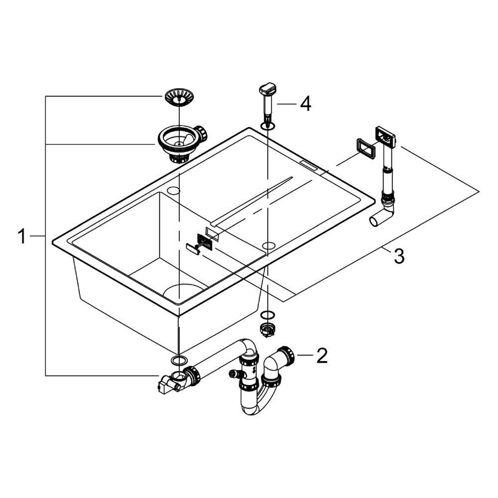 Grohe Kompositspüle K400, 1 Becken, 780x500mm, mit Abtropffläche rechts oder links, Gr... GROHE-31639AP0 4005176520457 (Abb. 10)