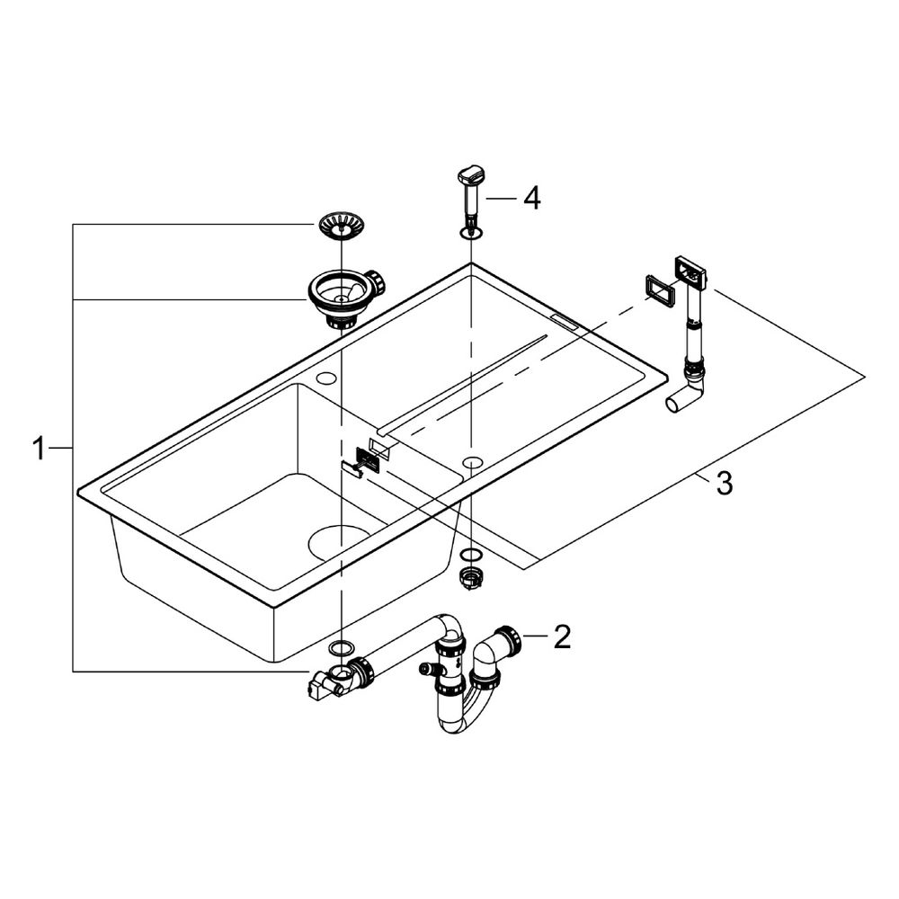Grohe Kompositspüle K400, 1 Becken, 1000x500mm, mit Abtropffläche rechts oder links, Gr... GROHE-31641AP0 4005176521102 (Abb. 9)