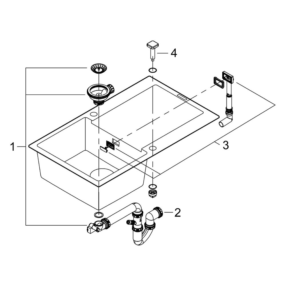 Grohe Kompositspüle K500, 1 Becken, 860x500mm, mit Abtropffläche rechts oder links, Gr... GROHE-31644AP0 4005176521164 (Abb. 13)