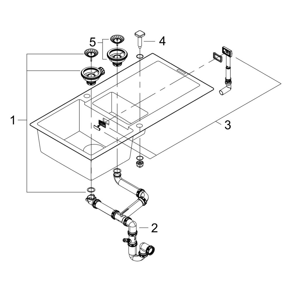 Grohe Kompositspüle K500, 1,5 Becken, 1000x500mm, mit Abtropffläche rechts oder links, ... GROHE-31646AP0 4005176521201 (Abb. 9)