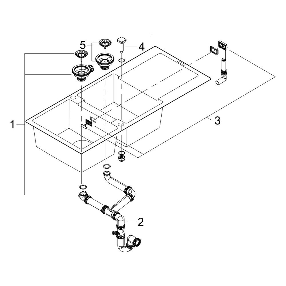 Grohe Kompositspüle K500, 2 Becken, 1160x500mm, mit Abtropffläche rechts oder links, Gr... GROHE-31647AP0 4005176521225 (Abb. 9)