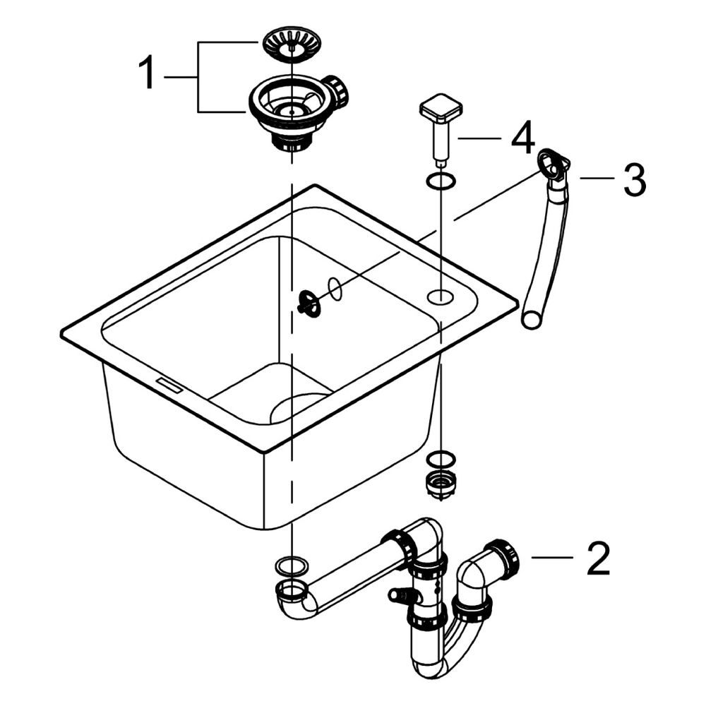 Grohe Kompositspüle K700, 1 Becken, 400x500mm, Granit Schwarz, 31650AP0... GROHE-31650AP0 4005176521287 (Abb. 13)