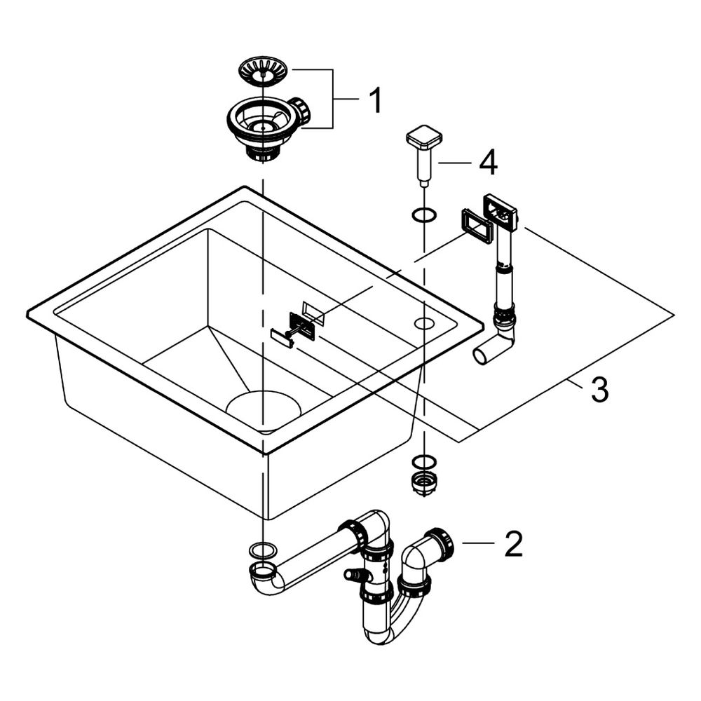 Grohe Kompositspüle K700, 1 Becken, 560x510mm, Granit Schwarz, 31651AP0... GROHE-31651AP0 4005176521300 (Abb. 8)