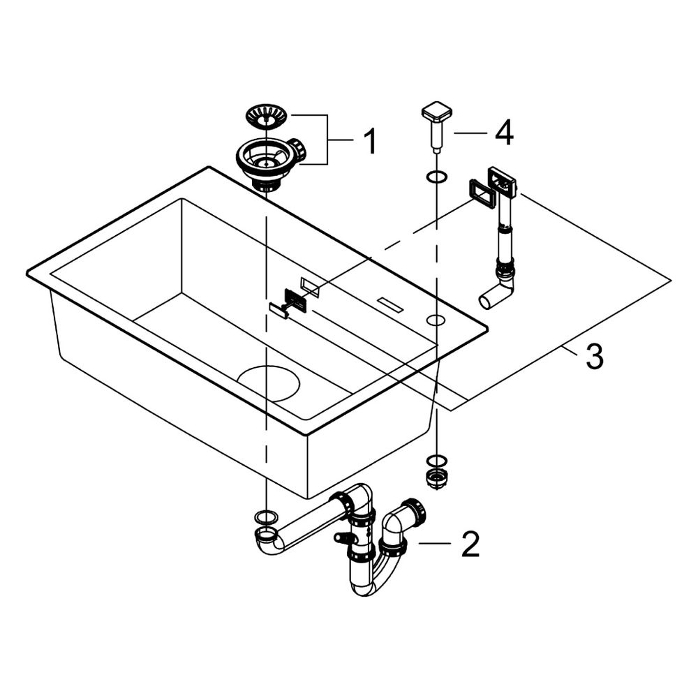 Grohe Kompositspüle K700, 1 Becken, 780x510mm, Granit Schwarz, 31652AP0... GROHE-31652AP0 4005176521324 (Abb. 10)