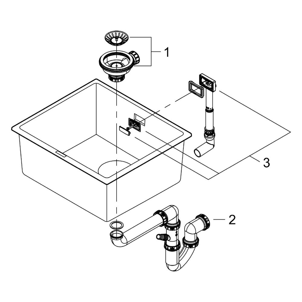 Grohe Unterbau-Kompositspüle K700, 1 Becken, 457x406mm, Granit Schwarz, 31653AP0... GROHE-31653AP0 4005176521348 (Abb. 9)